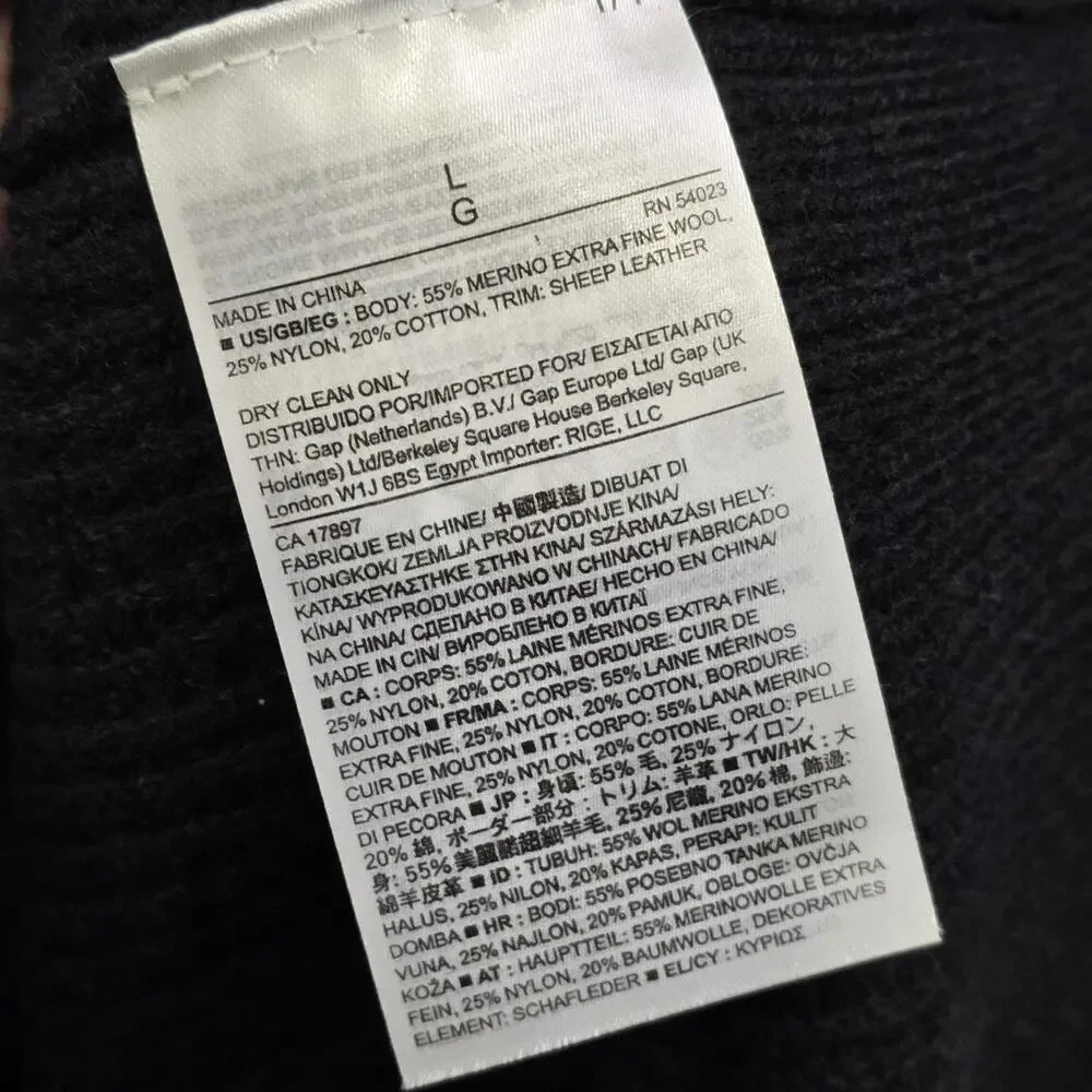 Banana Republic Sweater Mens‎ Large Black 1/4 Zip Mock Neck Merino Waffle Knit